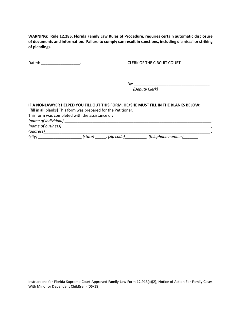 Form 12.913(A)(2) Notice of Action for Family Cases With Minor Child(Ren) - Florida, Page 5