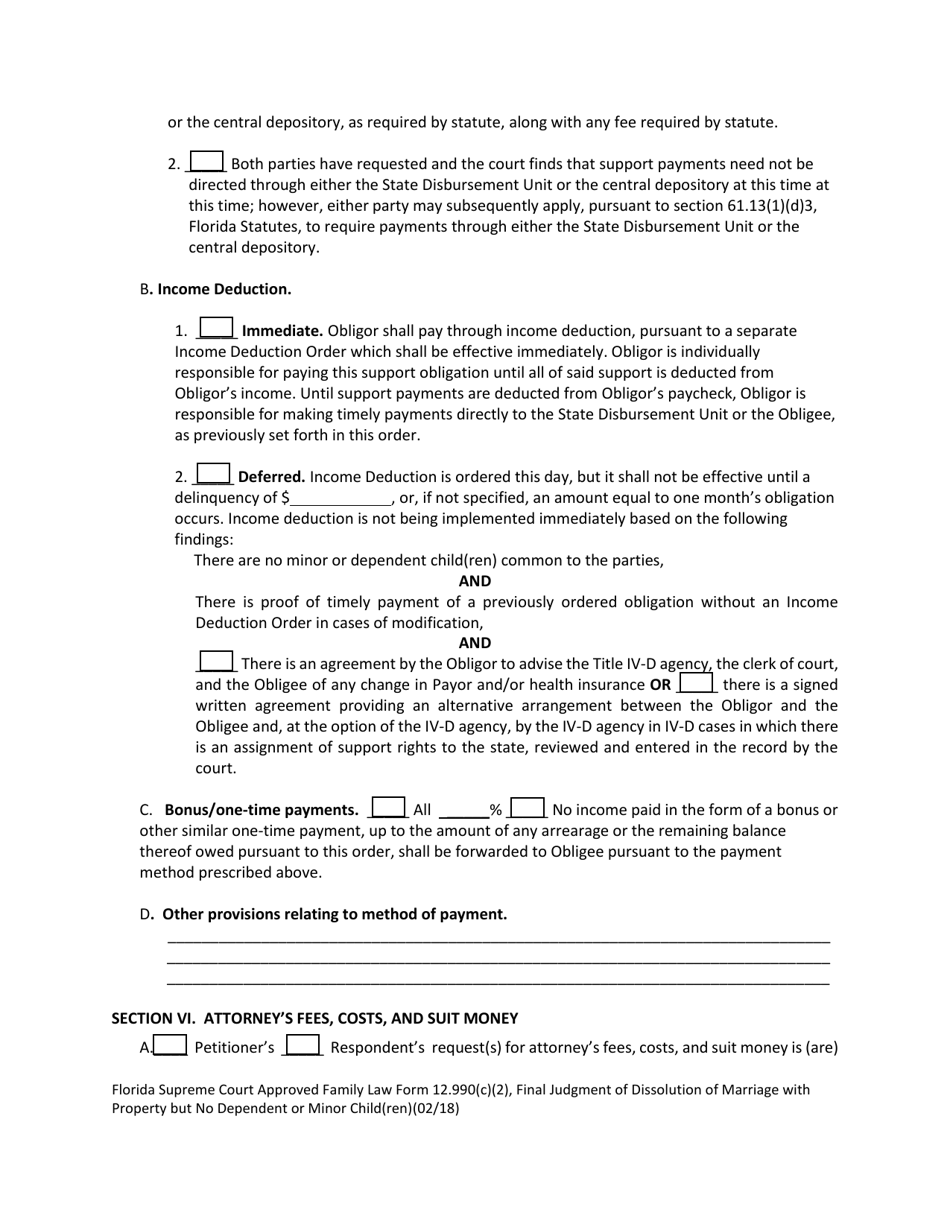 Form 12.990(C)(2) Final Judgment of Dissolution of Marriage With Property but No Dependent or Minor Child(Ren) - Florida, Page 10