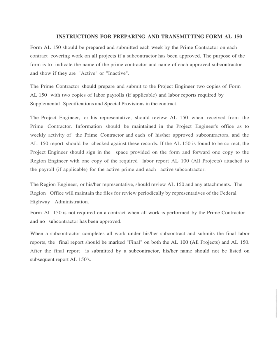 Form AL-150 Statement Required on All Projects in the State of Alabama - Alabama, Page 2