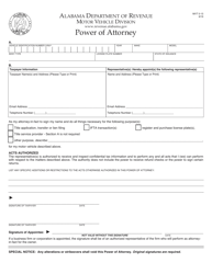 Document preview: Form MVT5-13 Power of Attorney - Alabama