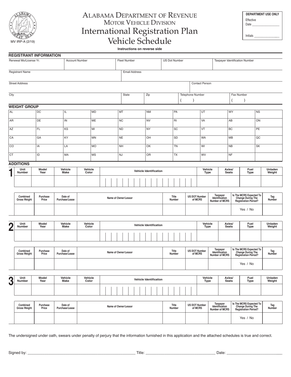 Form MV IRPA Fill Out, Sign Online and Download Printable PDF