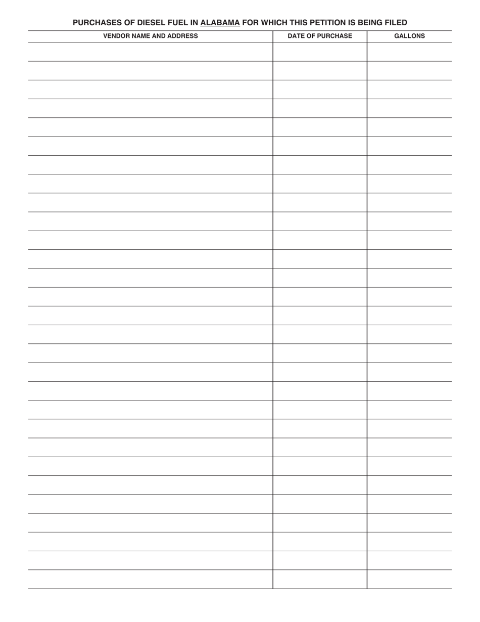 Form BL: MF-5 Petition for Diesel Fuel Tax Refund - Alabama, Page 2