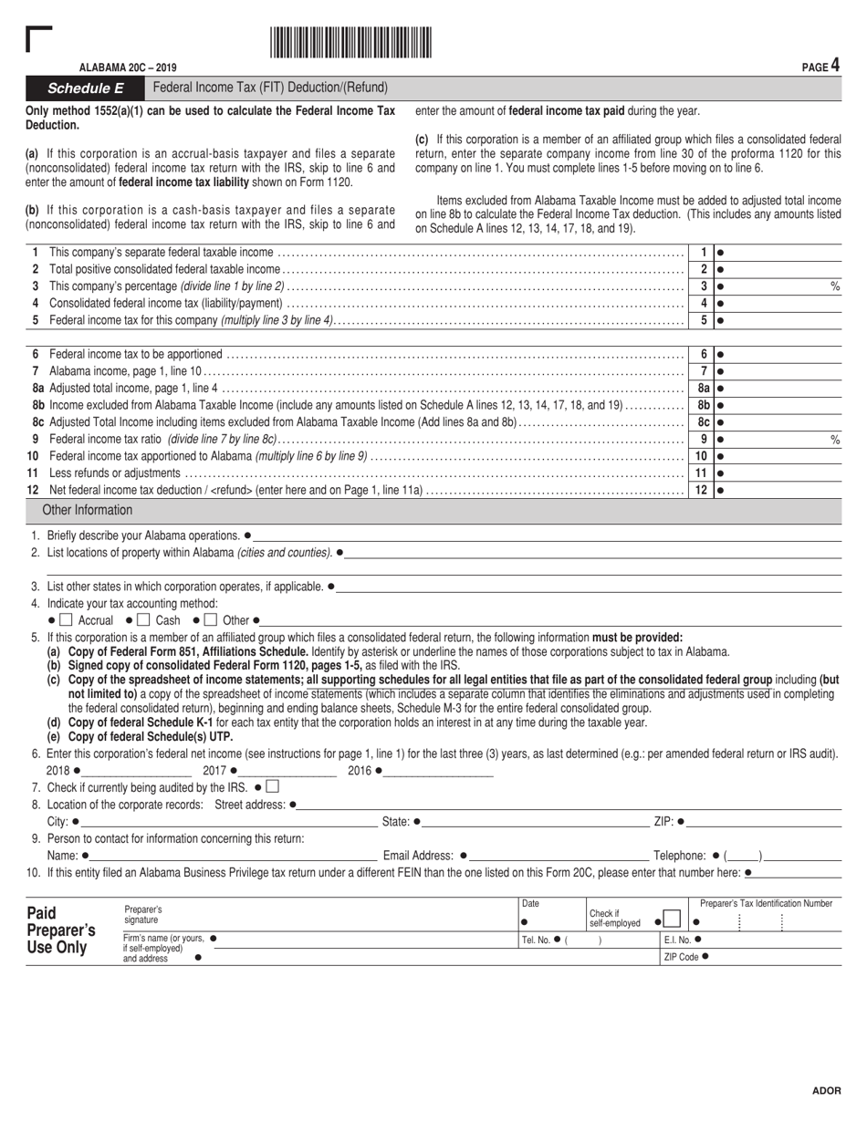 Form 20C Download Fillable PDF or Fill Online Corporation Income Tax ...