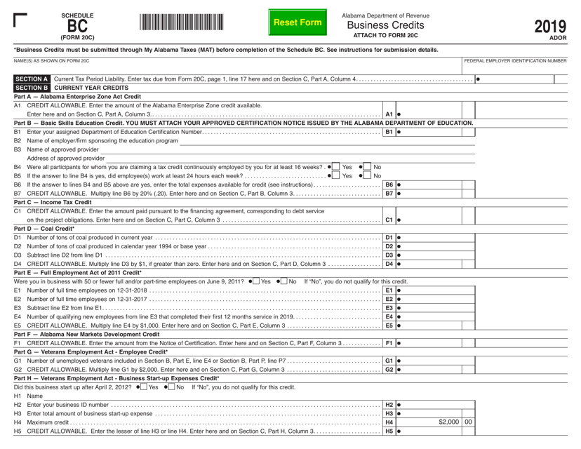 Form 20C Schedule BC 2019 Printable Pdf