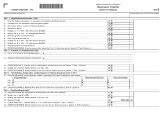 Form 20C Schedule BC Business Credits - Alabama, Page 2