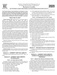Instructions for Form ET-1 Schedule EC &quot;Business Credits&quot; - Alabama, 2020