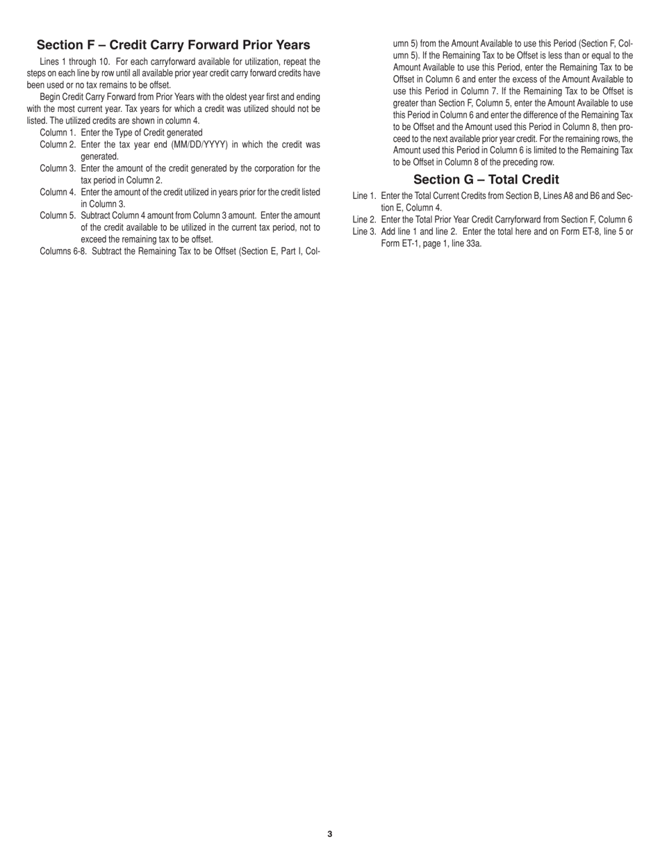 Instructions for Form ET-1 Schedule EC Business Credits - Alabama, Page 3