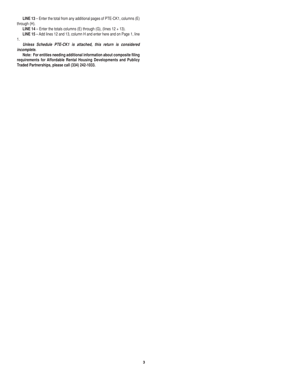 Instructions for Form PTE-C Schedule PTE-CK1 Nonresident Composite Payment Return - Alabama, Page 3