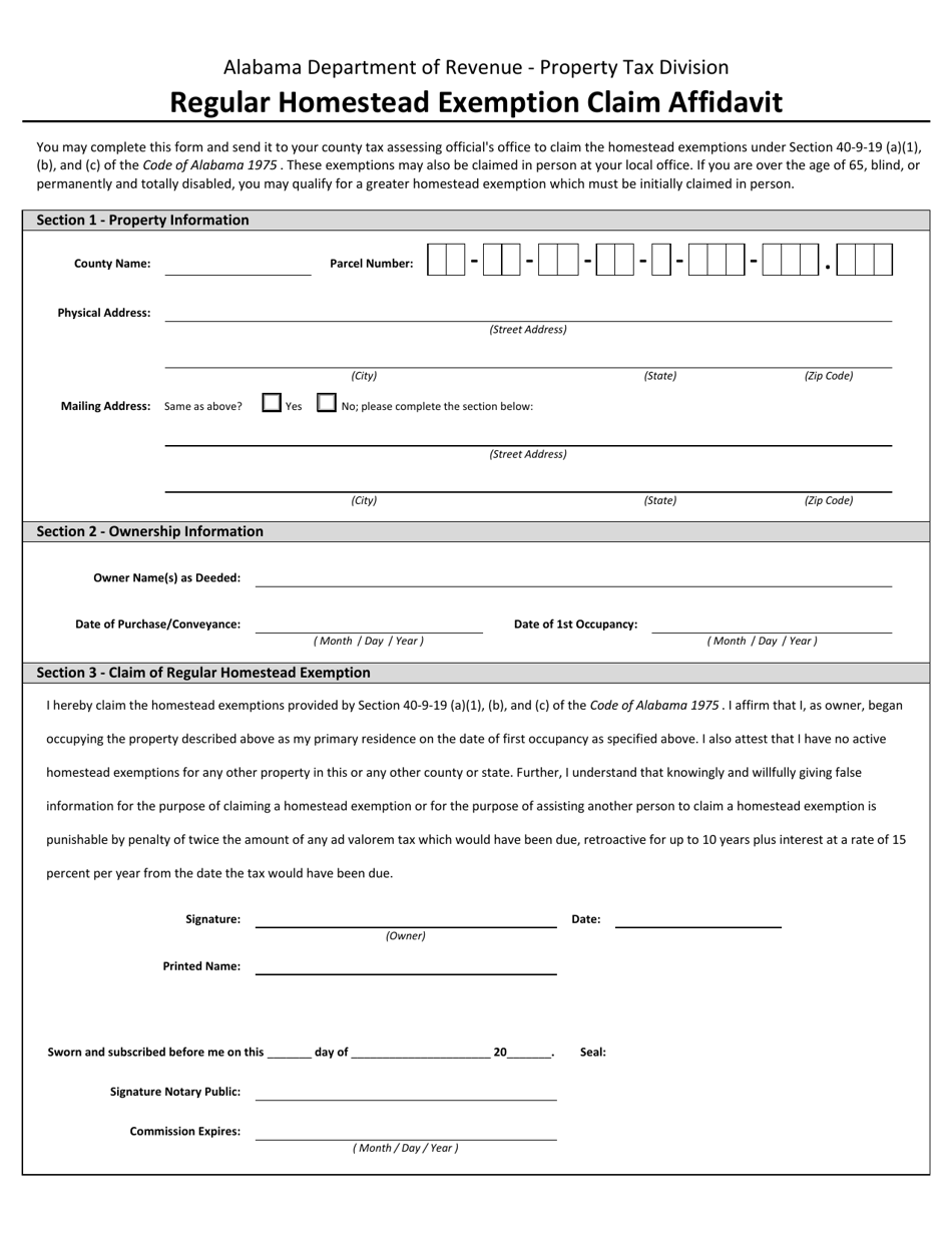 Fillable Affidavit For Homestead Exemption Form Printable Pdf Download