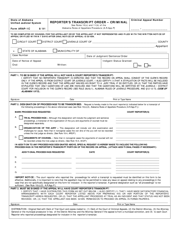 Document preview: Form ARAP-1C Reporter's Transcript Order - Criminal - Alabama