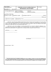 Document preview: Form ARAP-13 Certificate of Completion of Reporter's Transcript - Alabama