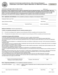 Form OPM R &quot;Catastrophic Leave Bank Program Application for Maternity Purposes&quot; - Arkansas