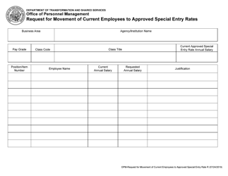 Document preview: Request for Movement of Current Employees to Approved Special Entry Rates - Arkansas
