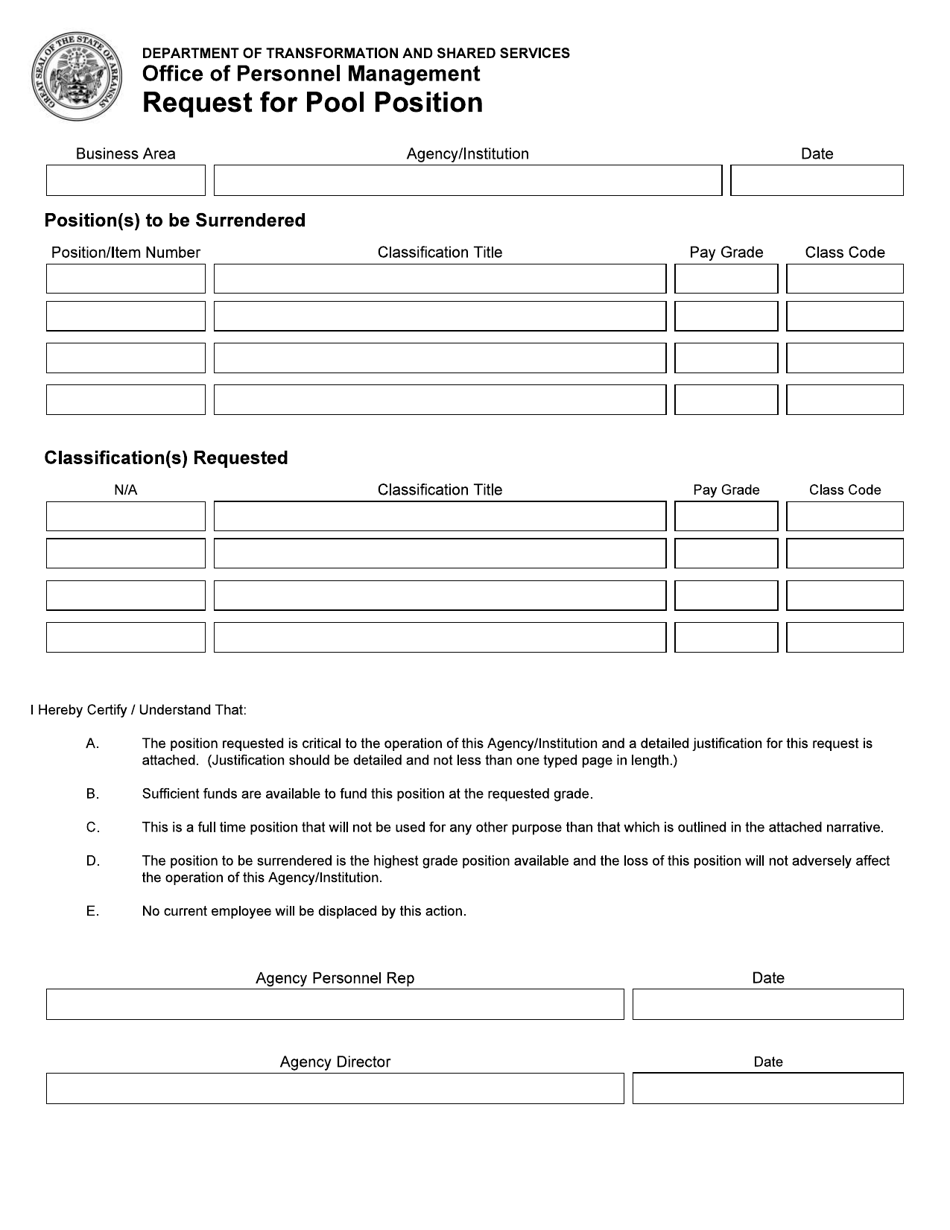 Request for Pool Position - Arkansas, Page 1
