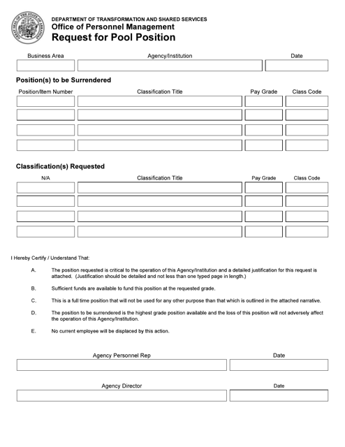 Request for Pool Position - Arkansas Download Pdf