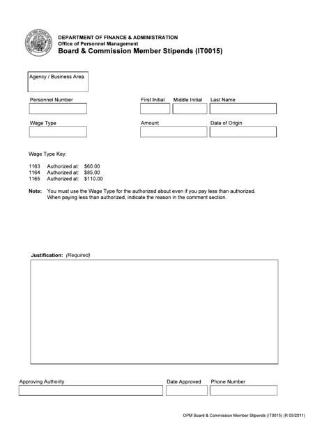 Form IT0015  Printable Pdf