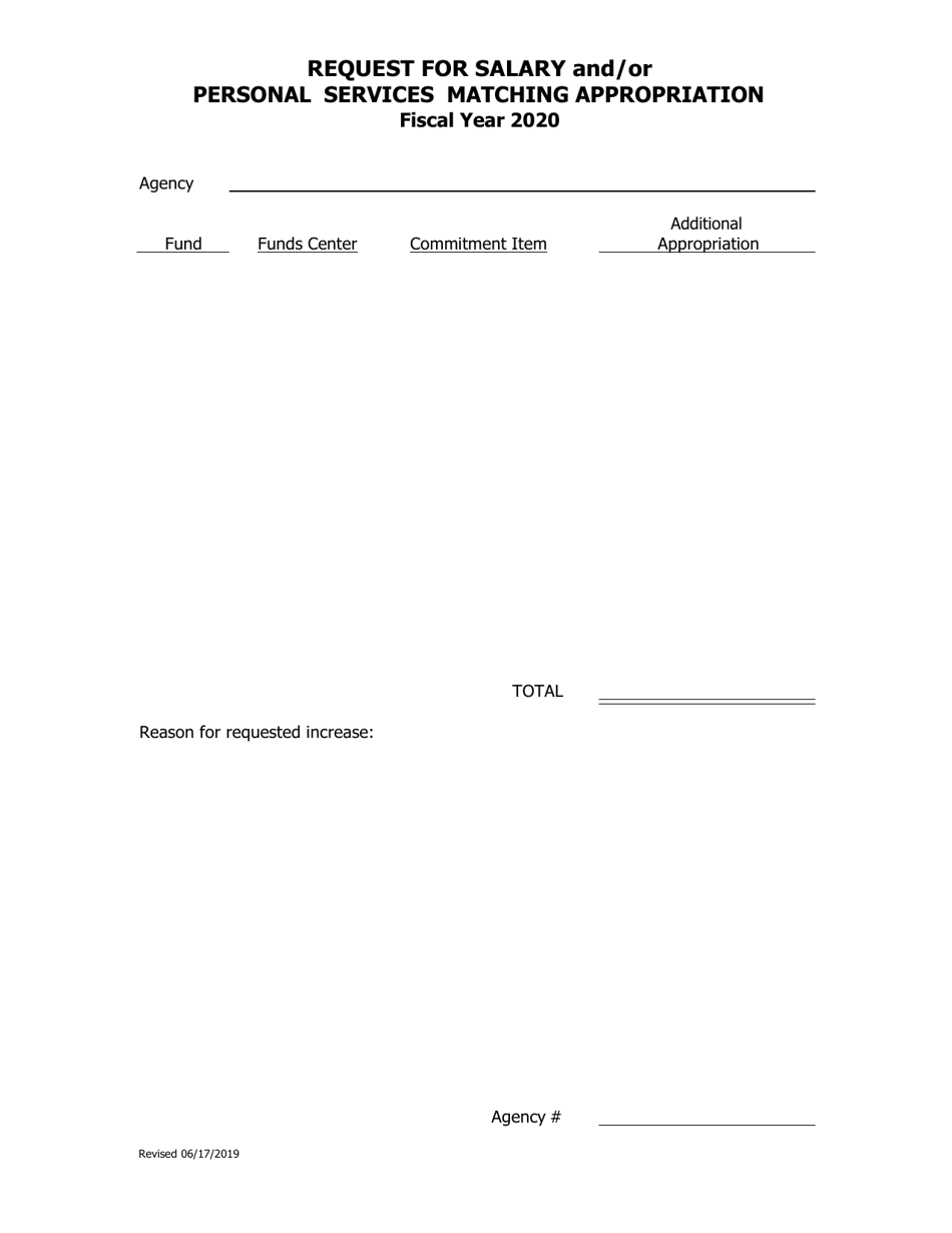 Request for Salary and / or Personal Services Matching Appropriation - Arkansas, Page 1