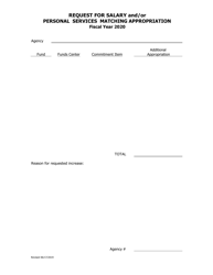 Document preview: Request for Salary and/or Personal Services Matching Appropriation - Arkansas