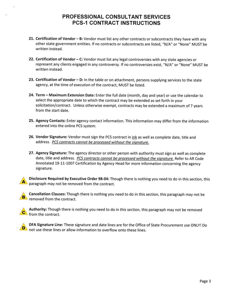 Instructions for Form PCS-1 Contract - Arkansas, Page 3