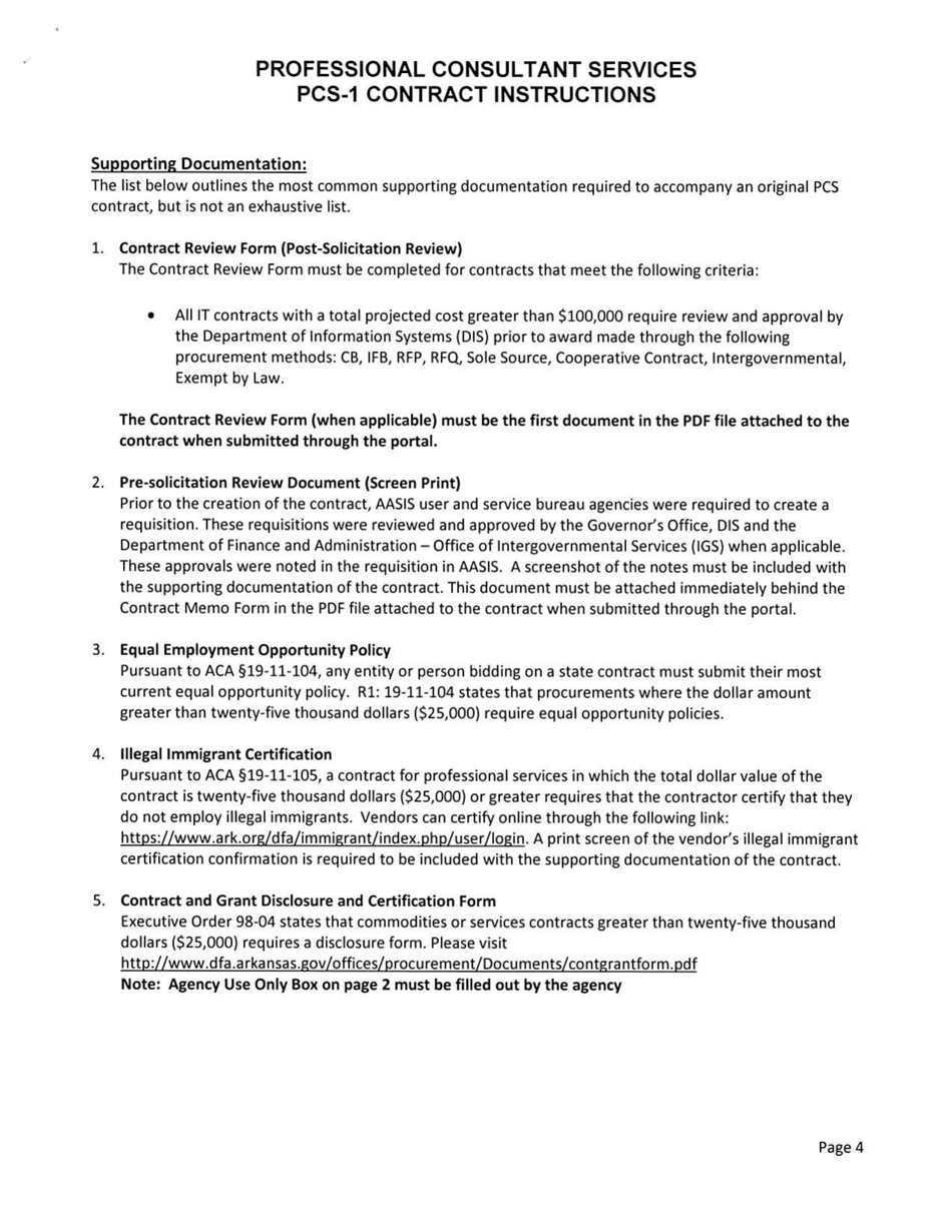 Instructions for Form PCS-1 Contract - Arkansas, Page 4