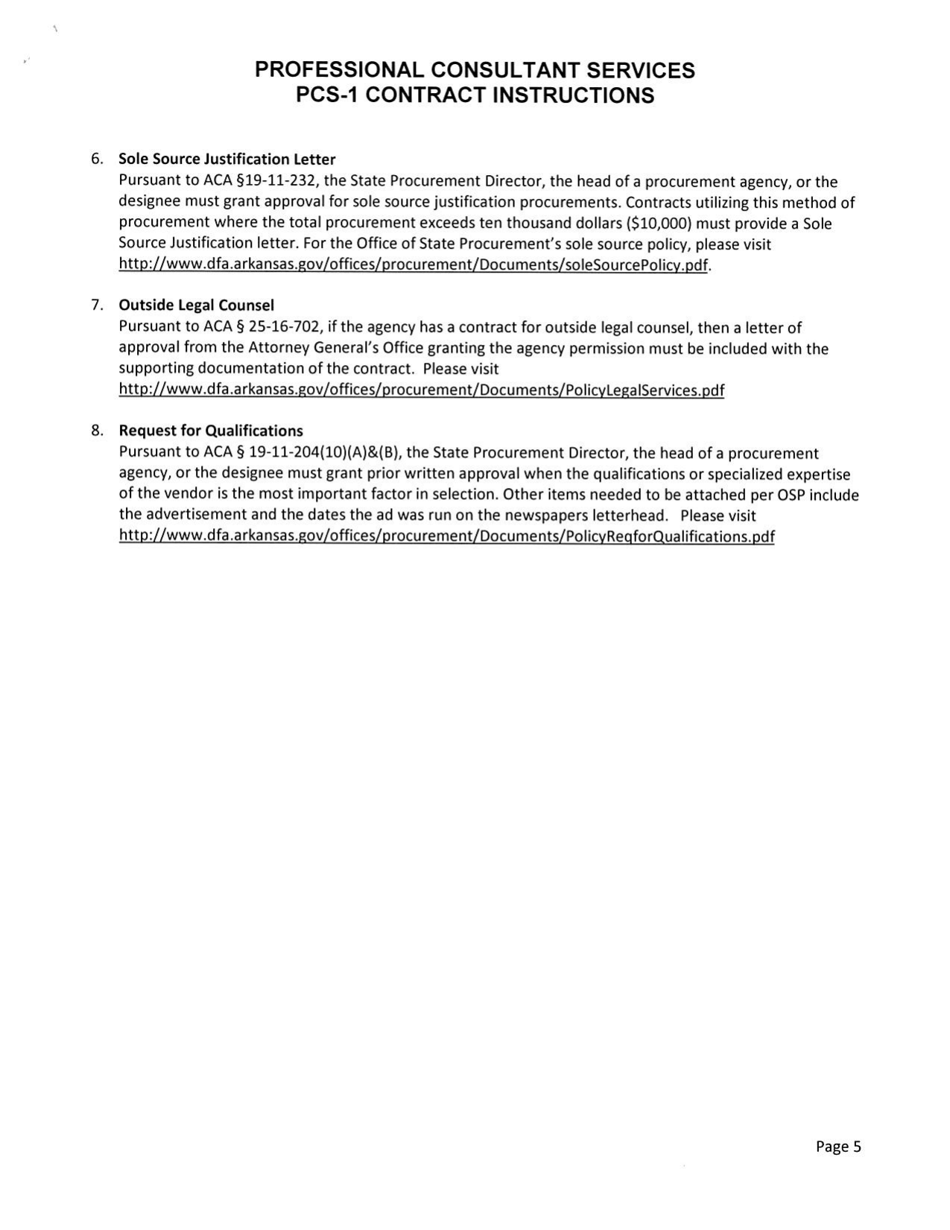 Instructions for Form PCS-1 Contract - Arkansas, Page 5