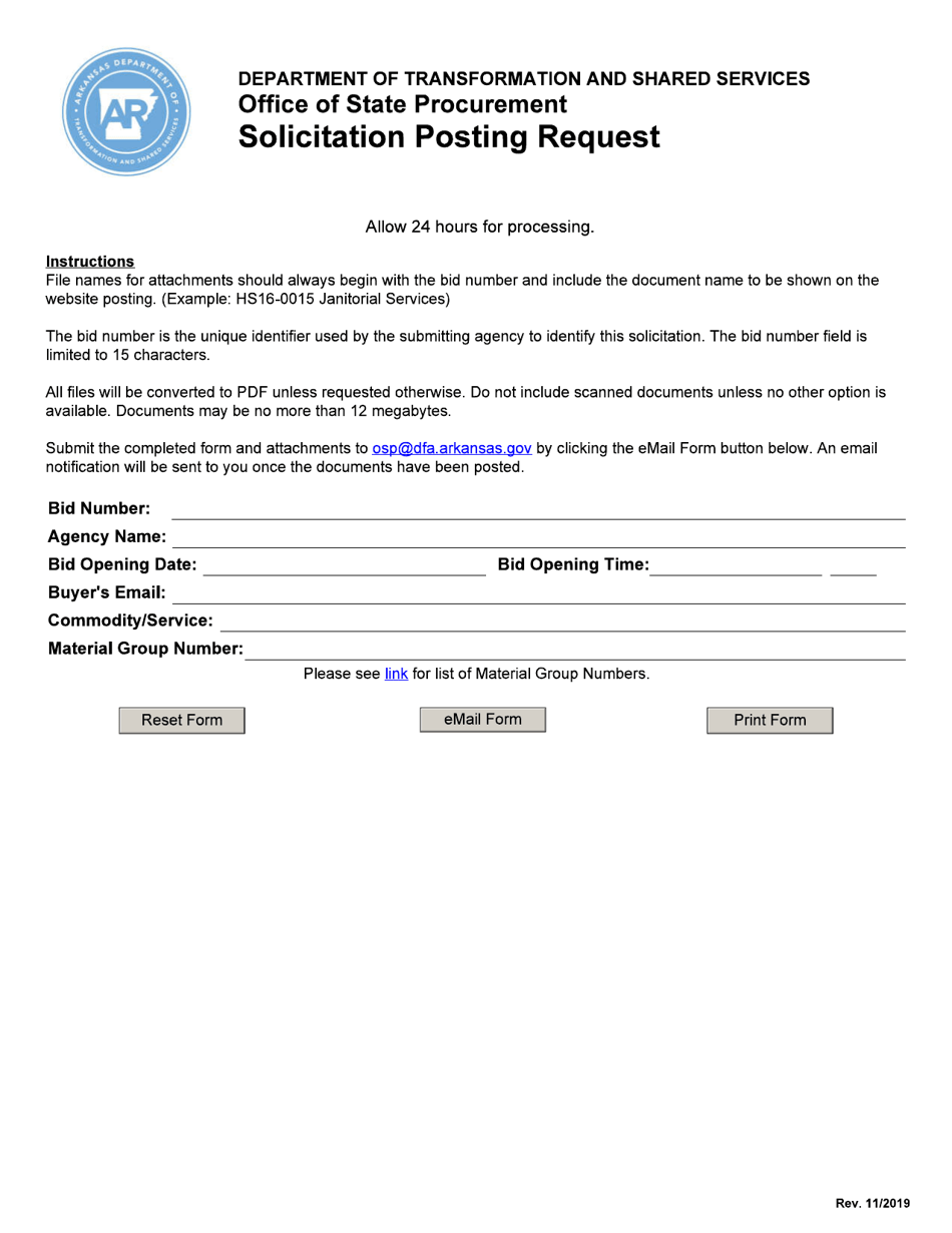 Solicitation Posting Request - Arkansas, Page 1