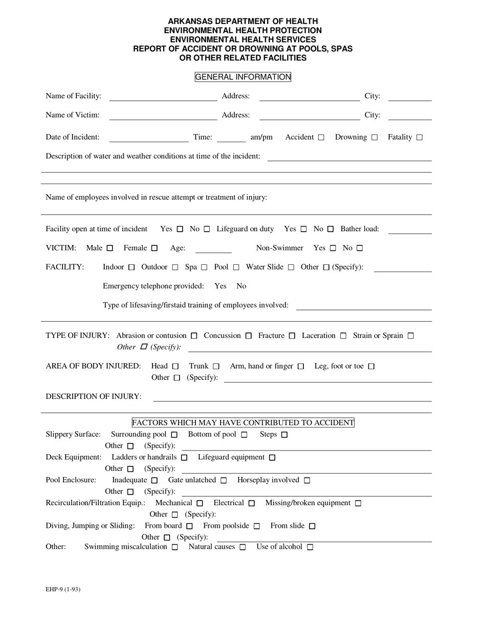 Form EHP-9 - Fill Out, Sign Online and Download Printable PDF, Arkansas ...