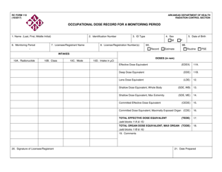 RC Form 110 &quot;Occupational Dose Record for a Monitoring Period&quot; - Arkansas