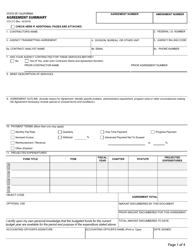 Form STD215 Agreement Summary - California
