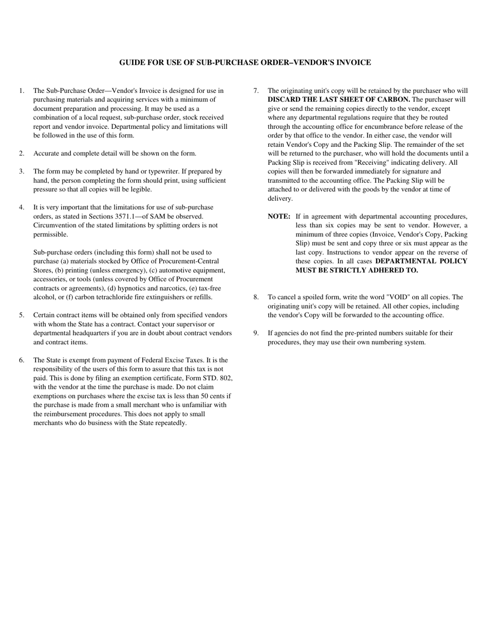 Form STD.40A Sub-purchase Order - California, Page 4