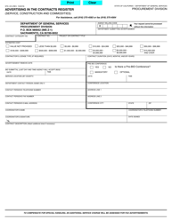 Form STD.815 &quot;Advertising in the Contracts Register (Service, Construction and Commodities)&quot; - California