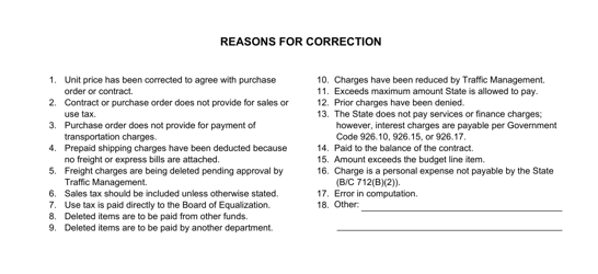 Form STD.107 Notice of Correction of Invoice - California, Page 2