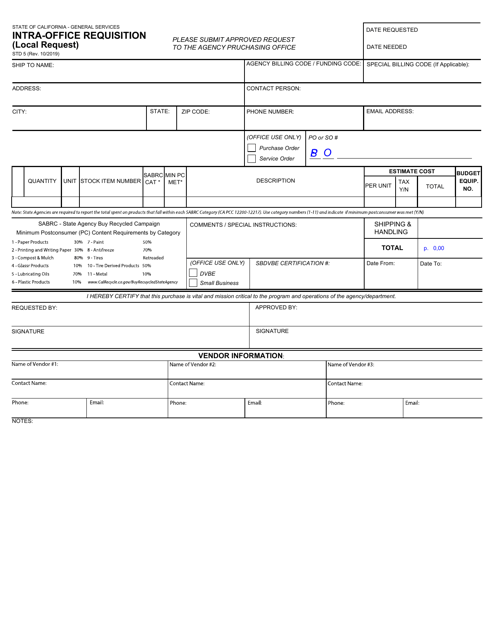 Form STD5 Intra-office Requisition (Local Request) - California