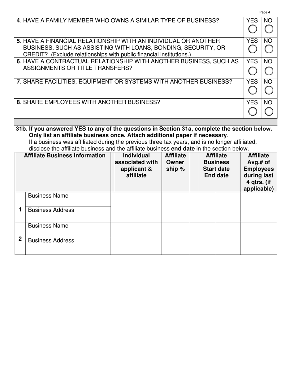 Form DGS PD812 Request for Small Business, Small Business for the Purpose of Public Works and / or Disabled Veteran Business Enterprise Certification (Application) - California, Page 4