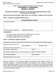 Form DHCS9120 Statement of Diagnosis Medical Report - California, Page 2