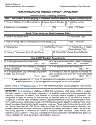Form DHCS6172 Health Insurance Premium Payment Application - California