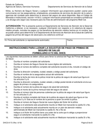 Formulario DHCS6172 Solicitud De Pago De Primas De Seguro De Salud - California (Spanish), Page 2