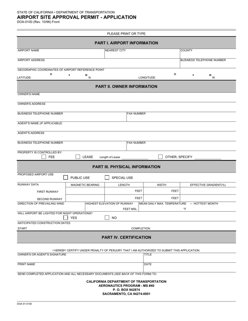Form DOA-0100  Printable Pdf