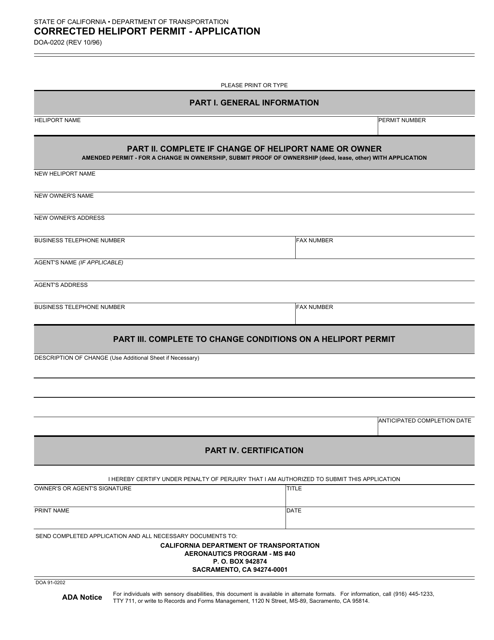 Form DOA-0202  Printable Pdf