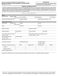 Form CEM-0603 Major Construction Incident Notification - California