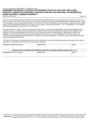 Form CEM-1905 Agreement Between a Contractor Working on State Facilities and a Real Property Owner for Disposing Construction Related Material on Residential Zoned Property Owner&#039;s Property - California, Page 2