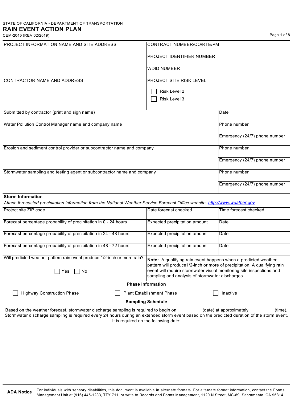 Form CEM2045 Download Fillable PDF or Fill Online Rain Event Action