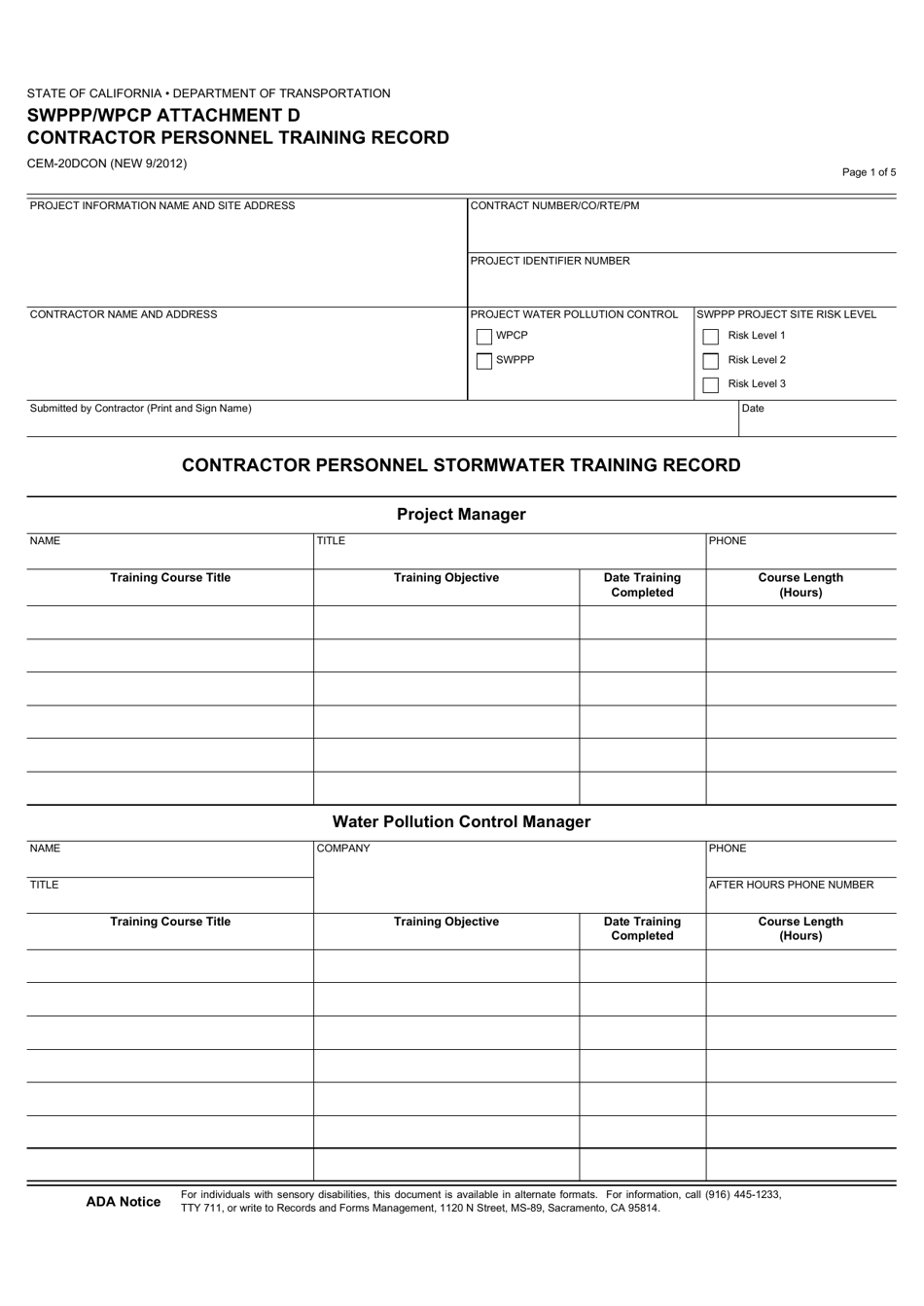 Form CEM-20DCON Attachment D Download Fillable PDF or Fill ...