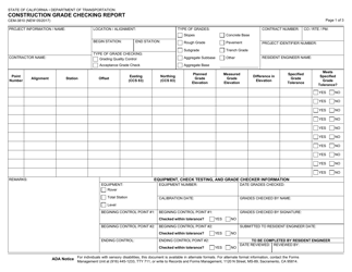 Document preview: Form CEM-3810 Construction Grade Checking Report - California
