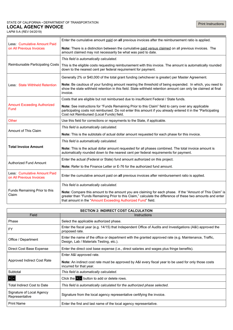 Form LAPM5-A Local Agency Invoice - California, Page 8