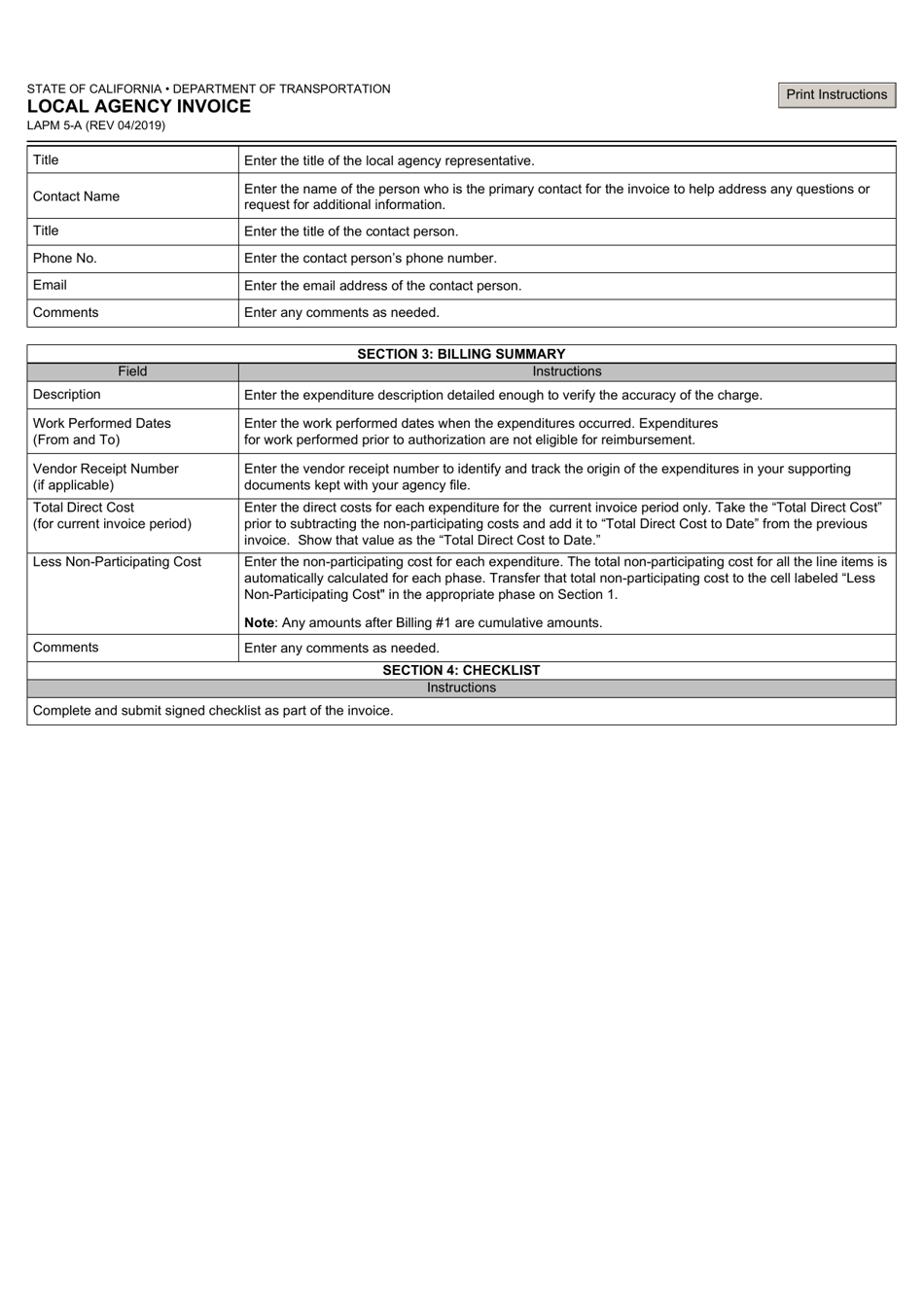 Form LAPM5-A Local Agency Invoice - California, Page 9