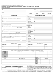 Document preview: Form RW-03-01 Project Development Fee/Project Specific Permit Fee Invoice - California