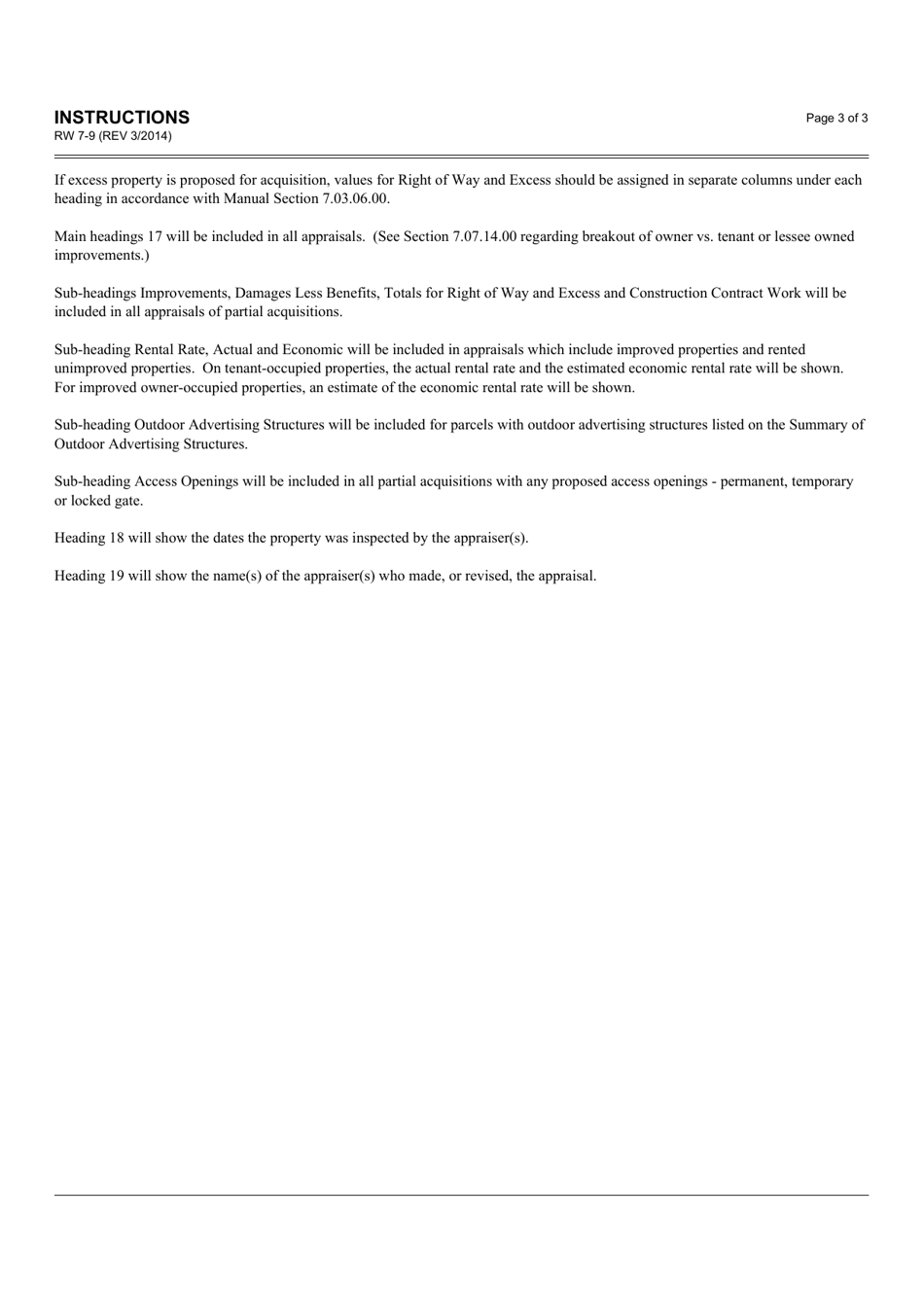 Form RW7-9 Appraisal Summary - California, Page 4