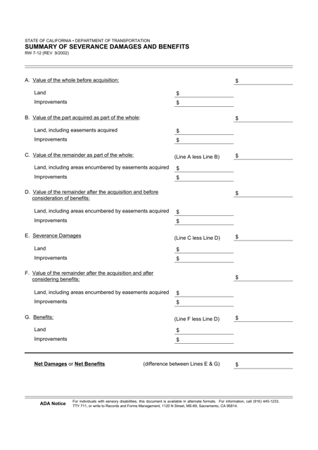Form RW7-12  Printable Pdf
