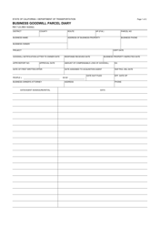 Form RW7-23 Business Goodwill Parcel Diary - California
